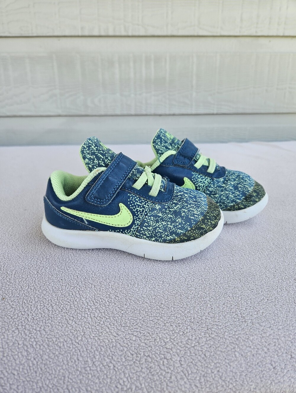 Nike Flex Contact Toddler SZ 8C Blue Green Sneaker Hook & Loop AV8578-400